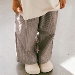 Fostered Collection Brown Gingham Elastic Waist Picnic Pants Size 7